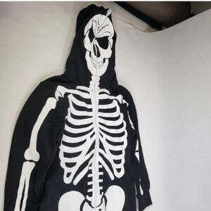 Skeleton Print Black Bodysuit Costume Kids Medium